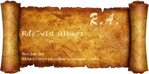 Rövid Albert névjegykártya