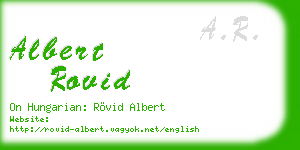 albert rovid business card