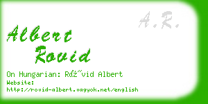 albert rovid business card